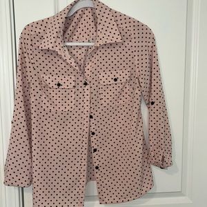 Pink blouse with black polkadots sizes petite